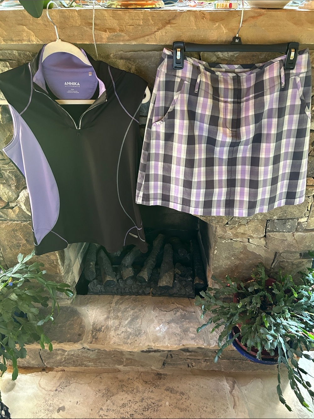 Annika Cutter and Buck Purple & Gray Plaid Golf Skort & Matching Sleeveless Top